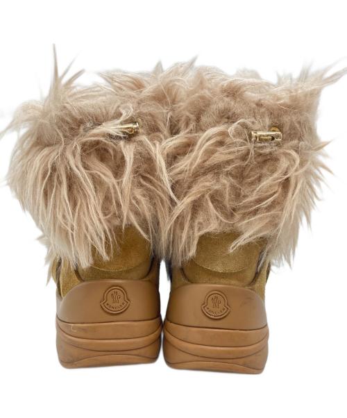 MONCLER（モンクレール）MONCLER (モンクレール) フェイクファーレースアップブーツ/Faux fur lace-up boots ブラウン サイズ:38の古着・服飾アイテム