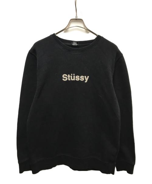 stussy（ステューシー）stussy (ステューシー) フロッキーロゴスウェット ブラック サイズ:Mの古着・服飾アイテム