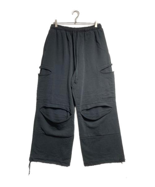 TASKS（タスク）TASKS (タスク) ダメージ加工スウェットワイドパンツ/Sweat Wide Pants ブラック サイズ:Freeの古着・服飾アイテム