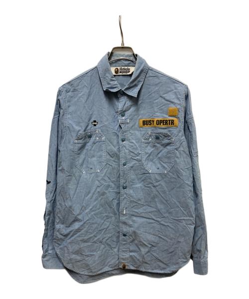 A BATHING APE（ア ベイシング エイプ）A BATHING APE (ア ベイシング エイプ) シャンブレーシャツ ブルー サイズ:Mの古着・服飾アイテム