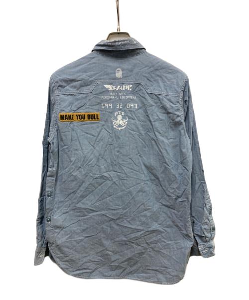 A BATHING APE（ア ベイシング エイプ）A BATHING APE (ア ベイシング エイプ) シャンブレーシャツ ブルー サイズ:Mの古着・服飾アイテム