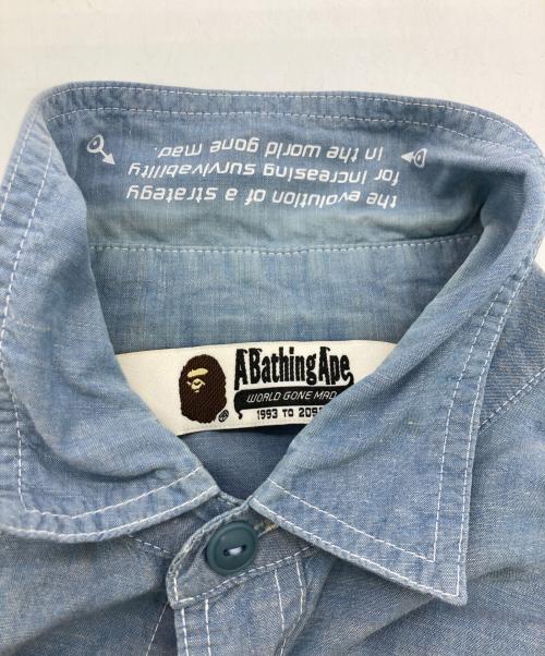 A BATHING APE（ア ベイシング エイプ）A BATHING APE (ア ベイシング エイプ) シャンブレーシャツ ブルー サイズ:Mの古着・服飾アイテム