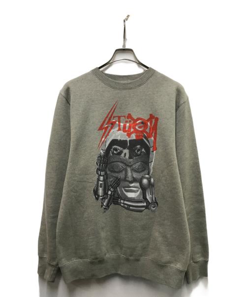 stussy（ステューシー）stussy (ステューシー) 00'sメタルプリントスウェット グレー サイズ:Lの古着・服飾アイテム