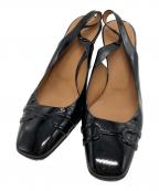 HERMESエルメス）の古着「スリングバックエナメルヒールパンプス/Patent leather slingback pumps」｜ブラック