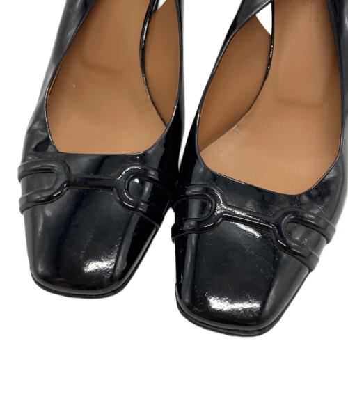 HERMES（エルメス）HERMES (エルメス) スリングバックエナメルヒールパンプス/Patent leather slingback pumps ブラック サイズ:37の古着・服飾アイテム