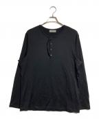 Yohji Yamamoto pour hommeヨウジヤマモト プールオム）の古着「ヘンリーネックウールカットソー/Wool Henley Long Sleeve」｜ブラック