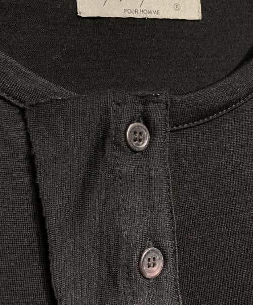 Yohji Yamamoto pour homme（ヨウジヤマモト プールオム）Yohji Yamamoto pour homme (ヨウジヤマモト プールオム) ヘンリーネックウールカットソー/Wool Henley Long Sleeve ブラック サイズ:3の古着・服飾アイテム