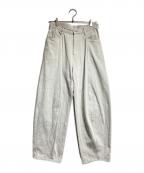 sodukスドーク）の古着「レザーパッチ ワイド テーパード パンツ/Leather patch wide tapered pants」｜グレー