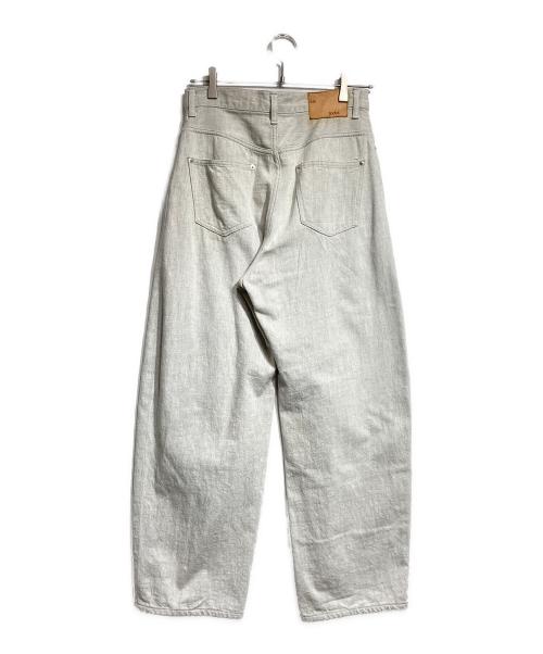 soduk（スドーク）soduk (スドーク) レザーパッチ ワイド テーパード パンツ/Leather patch wide tapered pants グレー サイズ:Mの古着・服飾アイテム