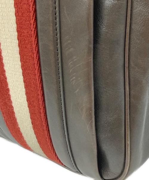 BALLY（バリー）BALLY (バリー) ストライプレザーショルダーバッグ/Striped Leather Shoulder Bag ブラウンの古着・服飾アイテム