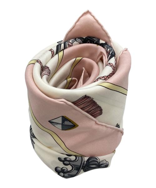 HERMES（エルメス）HERMES (エルメス) カレ90 ホワイト×ピンクの古着・服飾アイテム