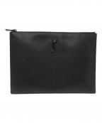 Saint Laurent Parisサンローランパリ）の古着「キャビアスキンクラッチバッグ/Caviar Leather Clutch Bag」｜ブラック