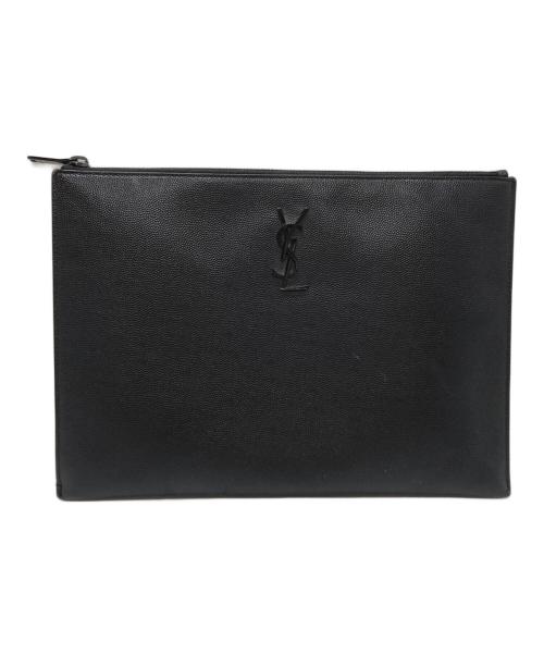 Saint Laurent Paris（サンローランパリ）Saint Laurent Paris (サンローランパリ) キャビアスキンクラッチバッグ/Caviar Leather Clutch Bag ブラックの古着・服飾アイテム