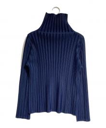 PLEATS PLEASE（プリーツプリーズ）の古着「プリーツハイネックカットソー/Pleated high-neck top」｜ネイビー