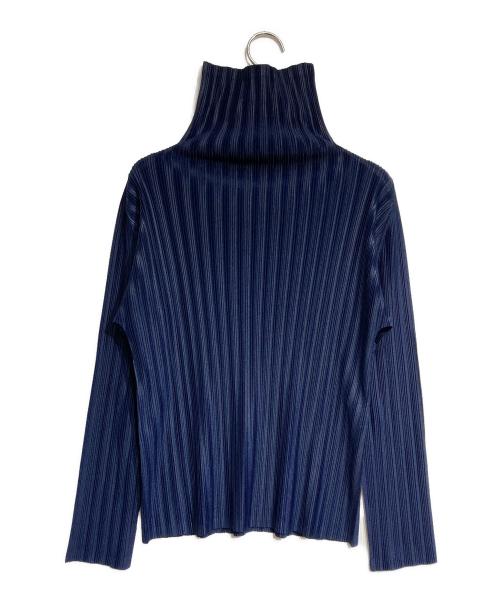PLEATS PLEASE（プリーツプリーズ）PLEATS PLEASE (プリーツプリーズ) プリーツハイネックカットソー/Pleated high-neck top ネイビー サイズ:3の古着・服飾アイテム