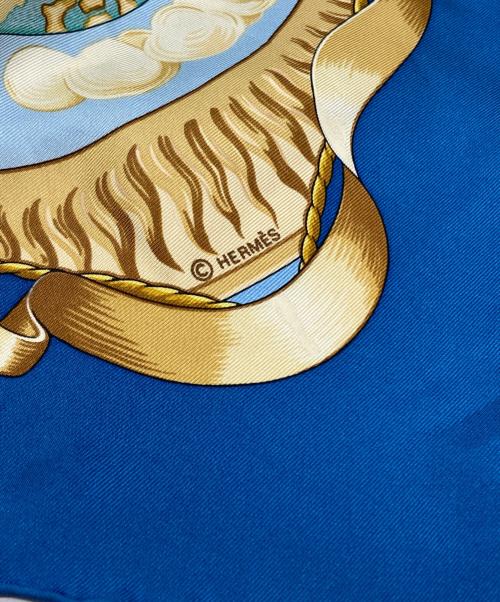 HERMES（エルメス）HERMES (エルメス) カレ90/au dela des cinq mers/5つの海を越えて ブルーの古着・服飾アイテム