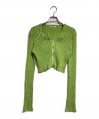 AURALEEオーラリー）の古着「DRY COTTON WIDE RIB KNIT ZIP CARDIGAN/ドライ コットン ワイド リブ ニット ジップ カーディガン」｜グリーン
