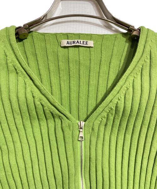 AURALEE（オーラリー）AURALEE (オーラリー) DRY COTTON WIDE RIB KNIT ZIP CARDIGAN/ドライ コットン ワイド リブ ニット ジップ カーディガン グリーン サイズ:1の古着・服飾アイテム