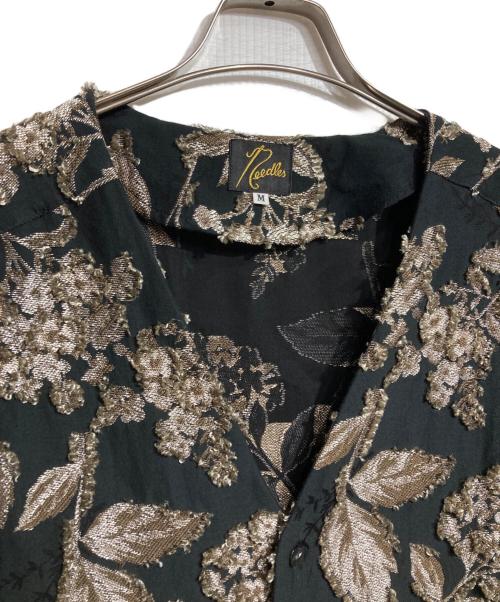 Needles（ニードルズ）Needles (ニードルズ) V Neck Shirt - C/CU/PE Flower Cut Jq./Vネックシャツ - コットン/キュプラ/ポリエステル フラワーカットジャガード ブラック サイズ:Mの古着・服飾アイテム