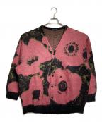 LAD MUSICIANラッドミュージシャン）の古着「MOHAIR KNIT CARDIGAN FLOWER/モヘアニットカーディガン」｜ピンク×ブラック