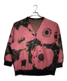 LAD MUSICIAN（ラッドミュージシャン）の古着「MOHAIR KNIT CARDIGAN FLOWER/モヘアニットカーディガン」｜ピンク×ブラック
