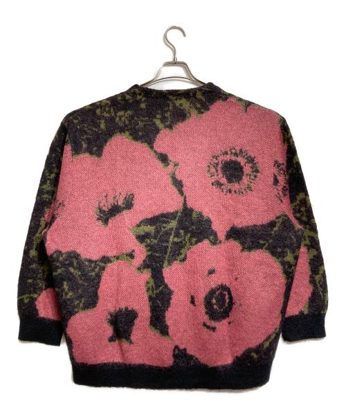 LAD MUSICIAN（ラッドミュージシャン）LAD MUSICIAN (ラッドミュージシャン) MOHAIR KNIT CARDIGAN FLOWER/モヘアニットカーディガン ピンク×ブラック サイズ:44の古着・服飾アイテム
