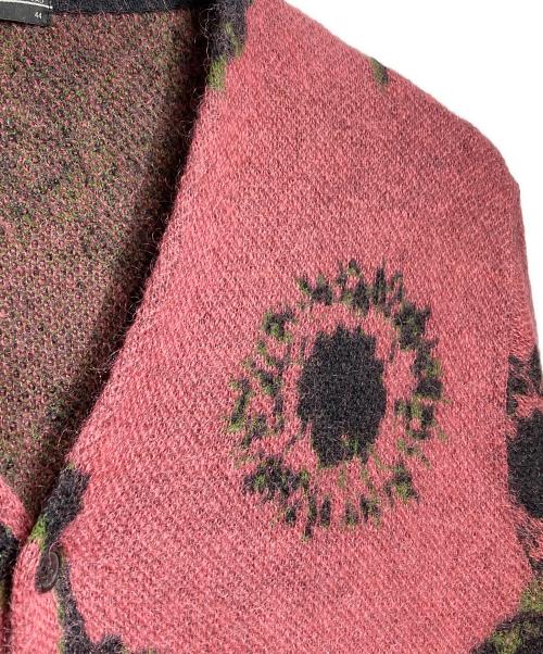 LAD MUSICIAN（ラッドミュージシャン）LAD MUSICIAN (ラッドミュージシャン) MOHAIR KNIT CARDIGAN FLOWER/モヘアニットカーディガン ピンク×ブラック サイズ:44の古着・服飾アイテム