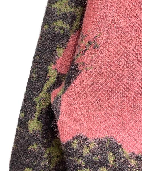 LAD MUSICIAN（ラッドミュージシャン）LAD MUSICIAN (ラッドミュージシャン) MOHAIR KNIT CARDIGAN FLOWER/モヘアニットカーディガン ピンク×ブラック サイズ:44の古着・服飾アイテム