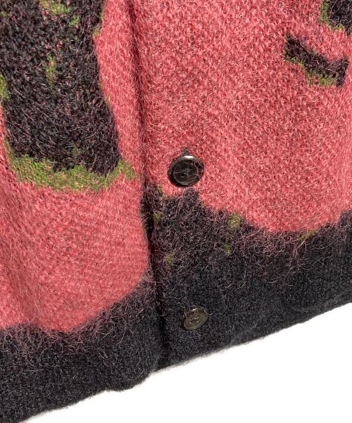LAD MUSICIAN（ラッドミュージシャン）LAD MUSICIAN (ラッドミュージシャン) MOHAIR KNIT CARDIGAN FLOWER/モヘアニットカーディガン ピンク×ブラック サイズ:44の古着・服飾アイテム