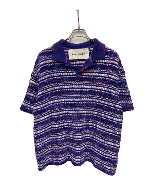 ANDERSSON BELL（アンダーソンベル）Andersson Bell (アンダーソンベル) モールニットポロシャツ パープル サイズ:XLの古着・服飾アイテム