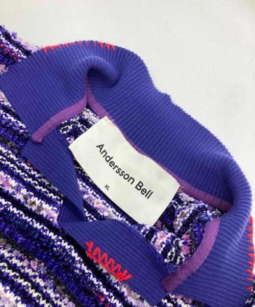 ANDERSSON BELL（アンダーソンベル）Andersson Bell (アンダーソンベル) モールニットポロシャツ パープル サイズ:XLの古着・服飾アイテム