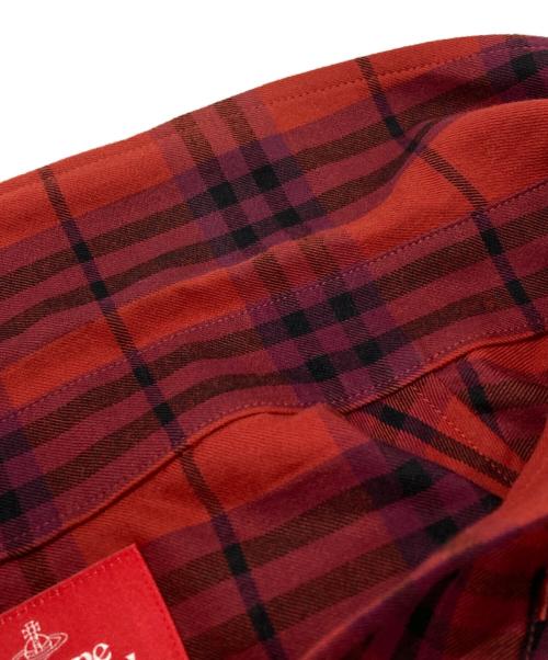 Vivienne Westwood RED LABEL（ヴィヴィアンウエストウッドレッドレーベル）Vivienne Westwood RED LABEL (ヴィヴィアンウエストウッドレッドレーベル) オーブ刺繍チェックシャツ/Check Shirt レッド×ブラック サイズ:00の古着・服飾アイテム