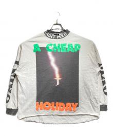 SAINT MICHAEL（セントマイケル）の古着「A CHEAP HLDY LS TEE/チープホリデーロングスリーブT」｜ホワイト×グレー