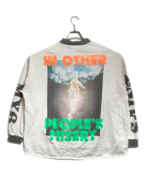 SAINT MICHAEL（セントマイケル）SAINT MICHAEL (セントマイケル) A CHEAP HLDY LS TEE/チープホリデーロングスリーブT ホワイト×グレー サイズ:OSの古着・服飾アイテム