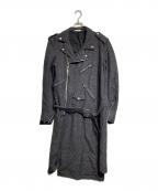 COMME des GARCONS HOMME PLUSコムデギャルソンオムプリュス）の古着「捻じれデザインウールライダースコート/Riders coat」｜グレー