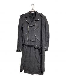 COMME des GARCONS HOMME PLUS（コムデギャルソンオムプリュス）の古着「捻じれデザインウールライダースコート/Riders coat」｜グレー