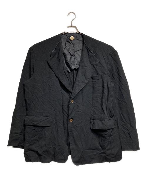 COMME des GARCONS SHIRT（コムデギャルソンシャツ）COMME des GARCONS SHIRT (コムデギャルソンシャツ) カットオフポリ縮ノーカラージャケット ブラック サイズ:Lの古着・服飾アイテム