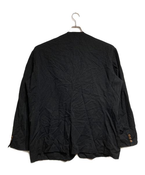 COMME des GARCONS SHIRT（コムデギャルソンシャツ）COMME des GARCONS SHIRT (コムデギャルソンシャツ) カットオフポリ縮ノーカラージャケット ブラック サイズ:Lの古着・服飾アイテム