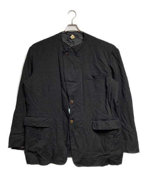 COMME des GARCONS SHIRT（コムデギャルソンシャツ）COMME des GARCONS SHIRT (コムデギャルソンシャツ) カットオフポリ縮ノーカラージャケット ブラック サイズ:Lの古着・服飾アイテム