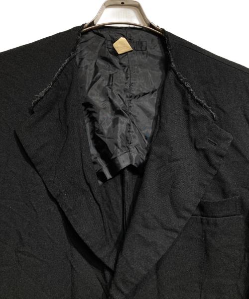 COMME des GARCONS SHIRT（コムデギャルソンシャツ）COMME des GARCONS SHIRT (コムデギャルソンシャツ) カットオフポリ縮ノーカラージャケット ブラック サイズ:Lの古着・服飾アイテム