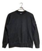 C.P COMPANYシーピーカンパニー）の古着「ゴーグルレンズスウェットシャツ/SWSHRT C NECK BRS EMZ DIAG FLC」｜ブラック