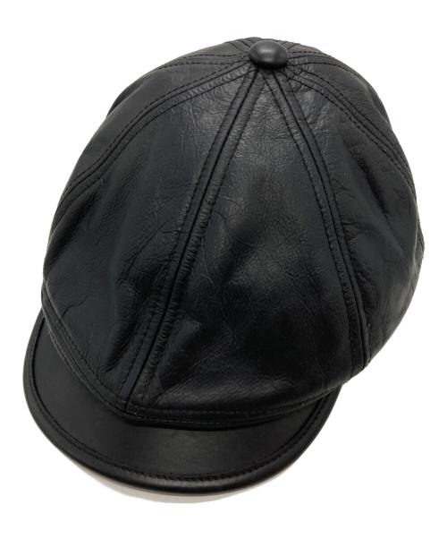 MR FATMAN（ミスターファットマン）MR FATMAN (ミスターファットマン) レザーキャスケット/Leather newsboy cap  ブラック サイズ:Mの古着・服飾アイテム