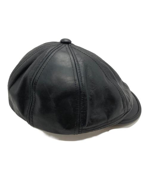 MR FATMAN（ミスターファットマン）MR FATMAN (ミスターファットマン) レザーキャスケット/Leather newsboy cap  ブラック サイズ:Mの古着・服飾アイテム