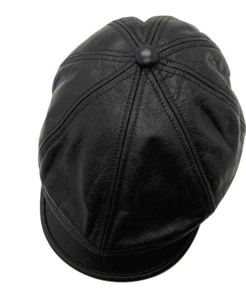 MR FATMAN（ミスターファットマン）MR FATMAN (ミスターファットマン) レザーキャスケット/Leather newsboy cap  ブラック サイズ:Mの古着・服飾アイテム