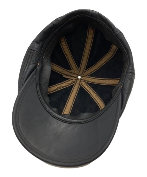 MR FATMAN（ミスターファットマン）MR FATMAN (ミスターファットマン) レザーキャスケット/Leather newsboy cap  ブラック サイズ:Mの古着・服飾アイテム
