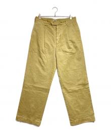 AURALEE（オーラリー）の古着「PRODUCT DYED FINX CHINO ONE-TUCK PANTS/チノパンツ」｜カーキ