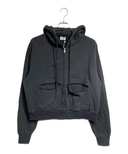 TASKS（タスク）TASKS (タスク) ジップポケットダメージデザインパーカー/Distressed Zip-Pocket Hoodie ブラック サイズ:Fの古着・服飾アイテム