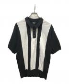 stussyステューシー）の古着「ニットポロシャツ」｜ブラック×ホワイト