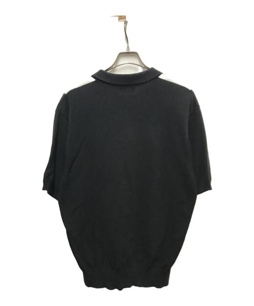 stussy（ステューシー）stussy (ステューシー) ニットポロシャツ ブラック×ホワイト サイズ:Lの古着・服飾アイテム