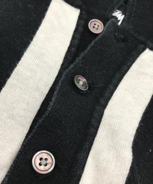 stussy（ステューシー）stussy (ステューシー) ニットポロシャツ ブラック×ホワイト サイズ:Lの古着・服飾アイテム
